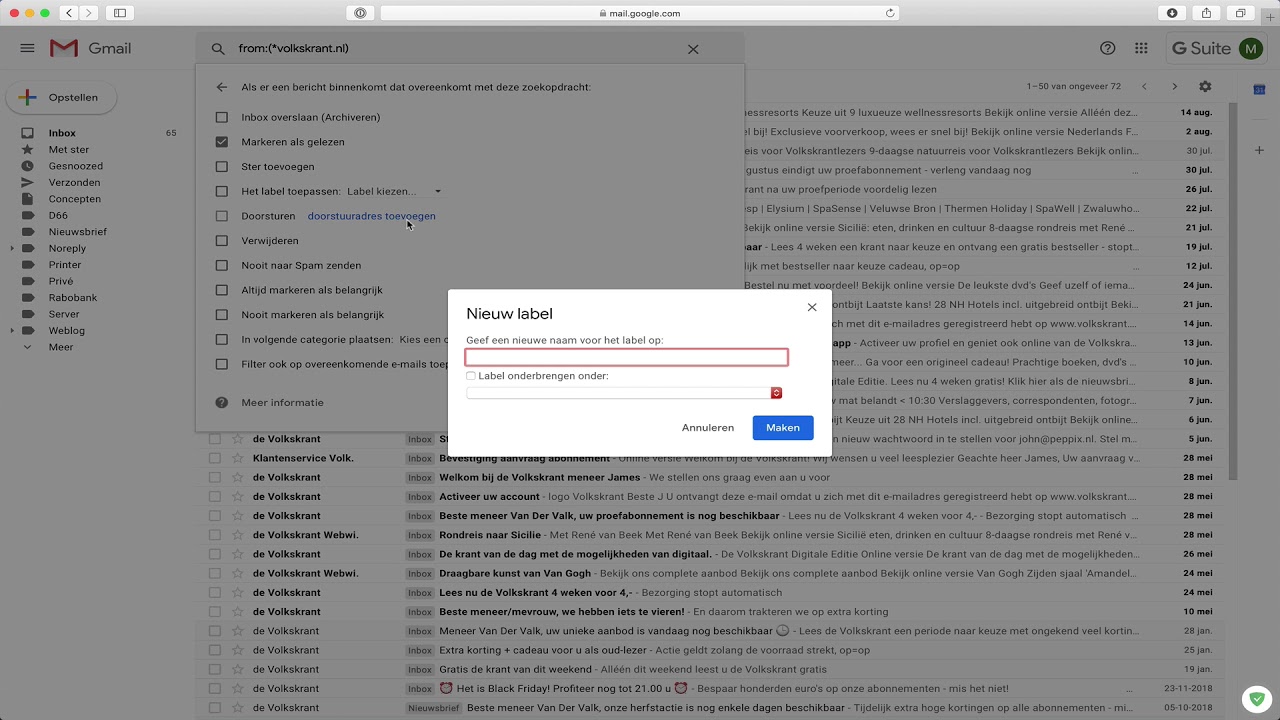 Gmail Filtering Gmail filter mails op basis van zoekterm bij Google Workspace specialist